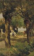Jan Hendrik Weissenbruch, Milking cows underneath the willows